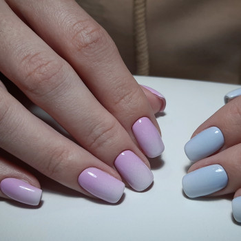 Комбинированный маникюр+гель лак+дизайн градиент аэрографом.