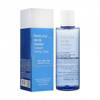 Пілінг-тонер для обличчя FarmStay Dr.V8 Solution Collagen Peeling Toner з колагеном, 210 мл