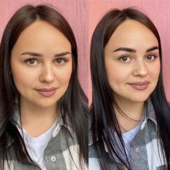Моделирование и окрашивание бровей ДО и после