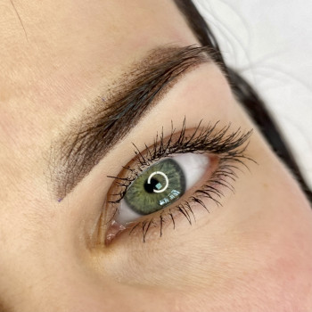 Пудровая бровь вблизи