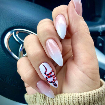 Манікюр з малюнком мигдаль омбре, фото - Салон краси Beauty bar BIRUZA