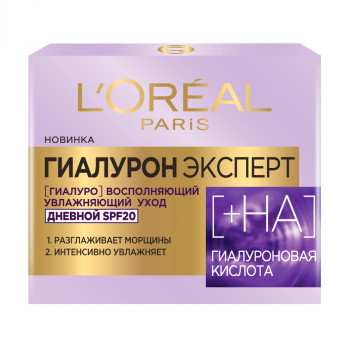 Крем для обличчя L'Oreal Paris Гіалурон експерт, відновлювальний зволожувальний догляд, денний, SPF 20, 50 мл