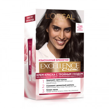 Крем-фарба для волосся L'Oreal Paris Excellence Creme з потрійним доглядом, 200 Темно-коричневий, 192 мл