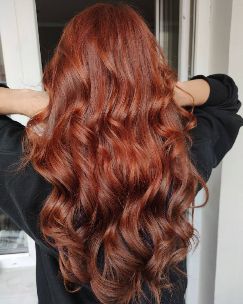 Укладка волосся рудий колір фарбування, фото - Салон краси Hairmama Studio