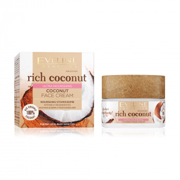 Ультраживильний крем для обличчя Eveline Cosmetics Rich Coconut Face Cream, 50 мл