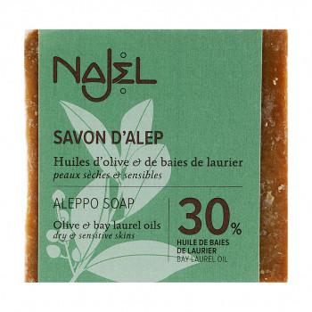 Алеппське мило Najel Aleppo Soap 30% Bay Laurel Oil для сухої та чутливої шкіри, 170 г