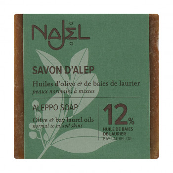 Алеппське мило Najel Aleppo Soap 12% Bay Laurel Oil для нормальної та комбінованої шкіри, 200 г