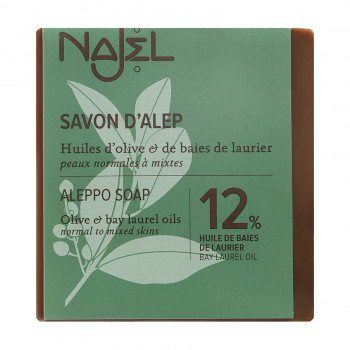 Алеппське мило Najel Aleppo Soap 12% Bay Laurel Oil для нормальної та комбінованої шкіри, 185 г