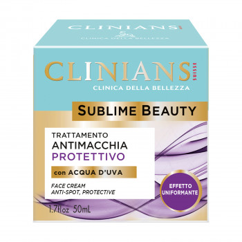 Захисний крем Clinians Sublime Beauty Antimacchia Protettivo Face Cream вирівнюючий колір обличчя, з виноградною водою, 50мл