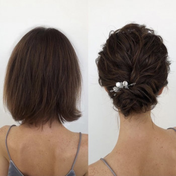 Прическа на коротких волосах