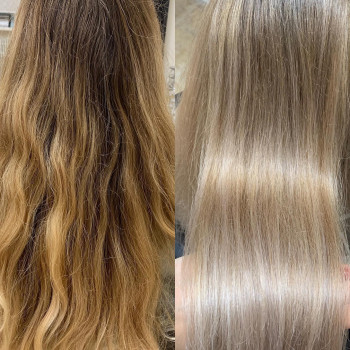 выпрямление волос, длинные волосы