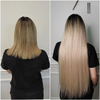 Итальянский метод наращивания волос.