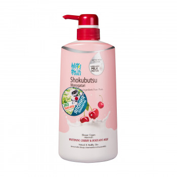 Крем-гель для душу Shokubutsu Monogatari Whitening Cherry & Hokkaido Milk Вишня та молочко Хокайдо, 500 мл