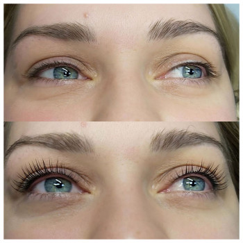 Ламинирование ресниц + зажившая межресничная стрелочка
