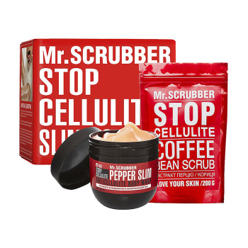Антицелюлітний набір Mr.Scrubber Stop Cellulite Hot (зігрівальне обгортання для тіла, 250 г + скраб для тіла, 200 г)