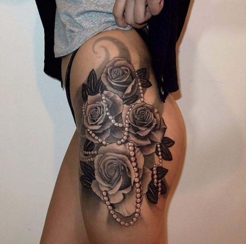 Женские роза реализм, фото - Тату мастер Денис OPIUM TATTOO