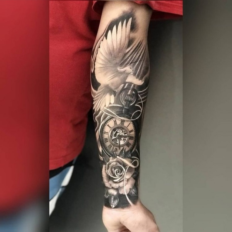 Для хлопців на передпліччі рукав, фото - Тату майстер Денис OPIUM TATTOO