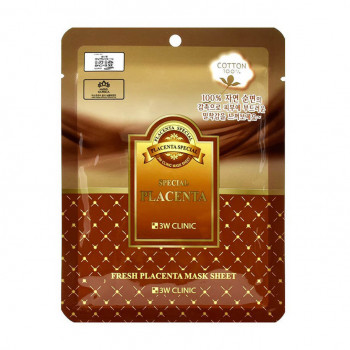 Тканинна маска для обличчя 3W Clinic Fresh Placenta Mask Sheet з екстрактом плаценти, 1 шт