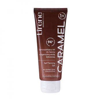 Гель для автозасмаги обличчя Lirene Caramel Self-Tanning Face Gel з органічною кокосовою водою, 75 мл