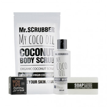 Набір Mr.Scrubber Beauty box Coconut (скраб для тіла, 200 г + гель для душу, 200 мл + цукровий скраб для губ, 40 г + мило, 100 г)