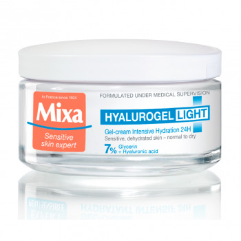 Зволожувальний крем-гель для обличчя Mixa Hyalurogel Gel-Cream Hydration 24H з гіалуроновою кислотою та гліцерином, 50 мл