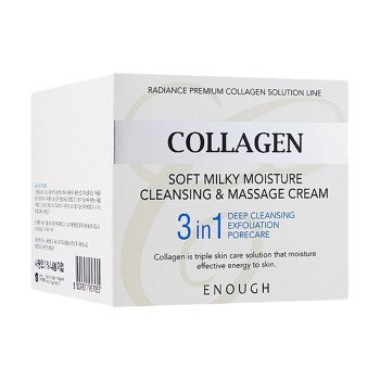 Очищувальний та масажний крем для обличчя та тіла Enough Collagen Soft Milky Moisture Cleansing and Massage Cream, 300 мл