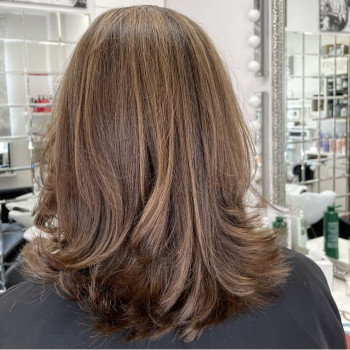 Кольорове тонування з висвітленими пасмами
                    Салон красоты Ile De Beaute Киев