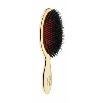 Щітка для волосся Janeke Mini Hair Brush Золота, з хромованим покриттям та щетиною кабана, розмір S