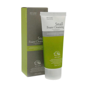 Пінка для вмивання 3W Clinic Snail Foam Cleansing з муцином равлика, 100 мл