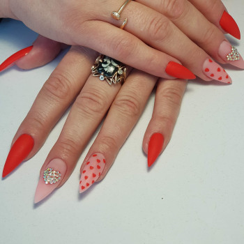 Червоний манікюр матовий, фото - Майстер манікюру Тетяна Романенко