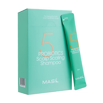 Шампунь Masil 5 Probiotics Scalp Scaling Shampoo для глибокого очищення шкіри голови, з пробіотиками, 8 мл