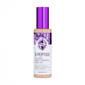 Тональна основа для обличчя Enough 8 Peptide Full Cover Perfect Foundation SPF 50+ PA+++ з пептидами, тон 21, 100 мл