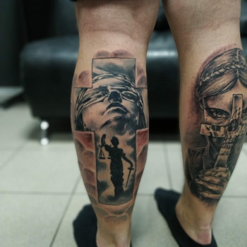Тату на литці хрест тату, фото - Тату майстер Дмитро Tattooin