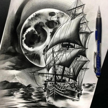 Тату мужские эскиз луна, фото - Тату мастер Дмитрий Tattooin