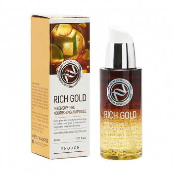 Відновлювальна сироватка для обличчя Enough Rich Gold Intensive Pro Nourishing Ampoule з компонентами золота, 30 мл