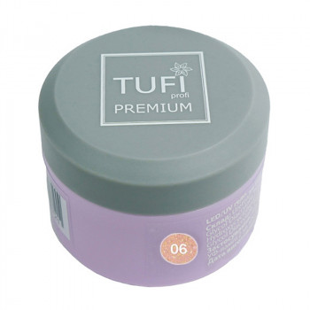 Гель для нарощування нігтів Tufi profi Premium UV/LED Gel з шимером, 06 Shine Peach, 15 г