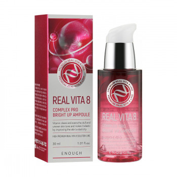 Сироватка для обличчя Enough Real Vita 8 Complex Pro Bright Up Ampoule з комплексом вітамінів, 30 мл