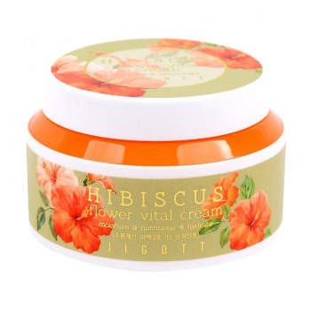 Антивіковий крем для обличчя Jigott Hibiscus Flower Vital Cream з екстрактом гібіскусу, 100 мл