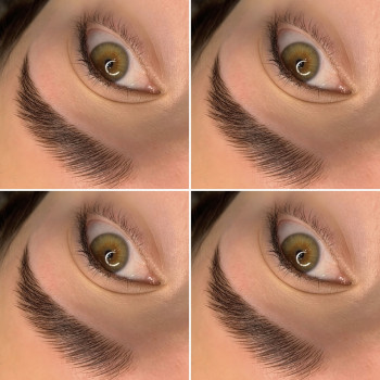 Лами бровей с окрашиванием 
Эффект от процедуры до 1,5 меся