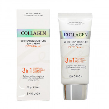 Сонцезахисний крем для обличчя Enough Collagen 3 in 1 Whitening Moisture Sun Сream SPF50/ PA +++ з колагеном, 50 г