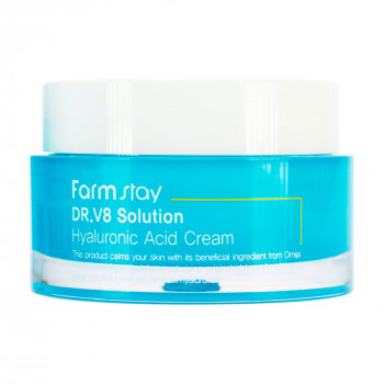 Крем для обличчя FarmStay DR.V8 Solution Hyaluronic Acid Cream зволожувальний, з гіалуроновою кислотою, 50 мл