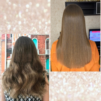 На фото волосы вымыты ПОСЛЕ процедуры шампунем и высушены ТО