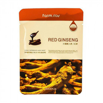 Тканинна маска для обличчя FarmStay Visible Difference Mask Sheet Red Ginseng з екстрактом червоного женьшеню, 23 мл