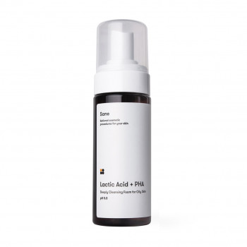 Пінка для вмивання жирної шкіри обличчя Sane Lactic Acid+PHA Deeply Cleansing Foam pH 5.0, 150 мл