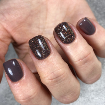 Маникюр осень с блестками коричневый, фото - Мастер маникюра Анна Ганина