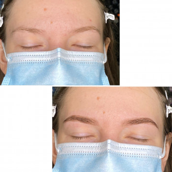 Корекція та фарбування брів
(підбір форми, промальовка ескі