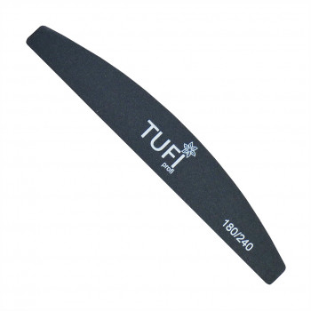 Пилка для нігтів Tufi profi Premium Півколо 180/240 гритів, чорна (0122156)