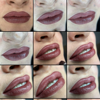 Губы сразу после процедуры в технике Velvet Lips