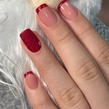 Красный маникюр новогодний зима, фото - Мастер маникюра Инна Мацко
