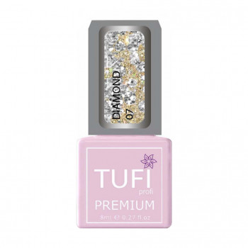Гель-лак для нігтів Tufi profi Premium Diamond 07 Золоті великі блискітки, 8 мл